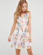 Pussycat London Dress In Floral Print - White