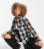 Missguided Spliced Plaid Shirt In Multi