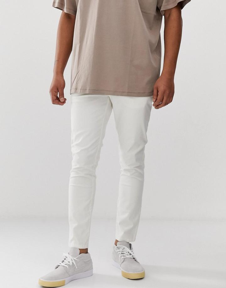 Asos Design Skinny Ankle Grazer Chinos In Off White - White