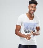 Selected Homme Tall Tee With Palm Print - White