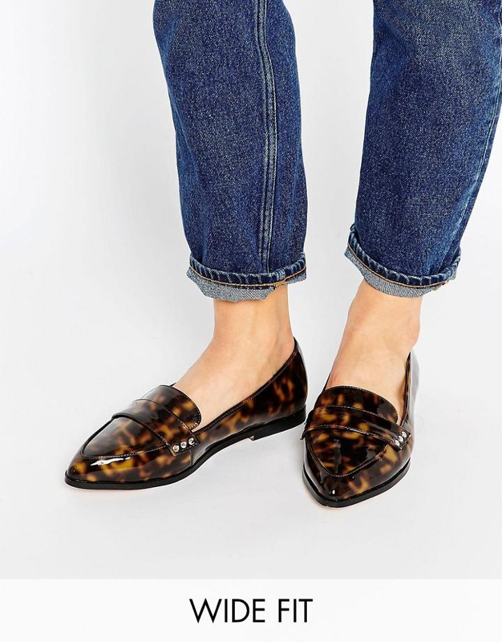 Asos Marika Wide Fit Flat Shoes - Tortoise