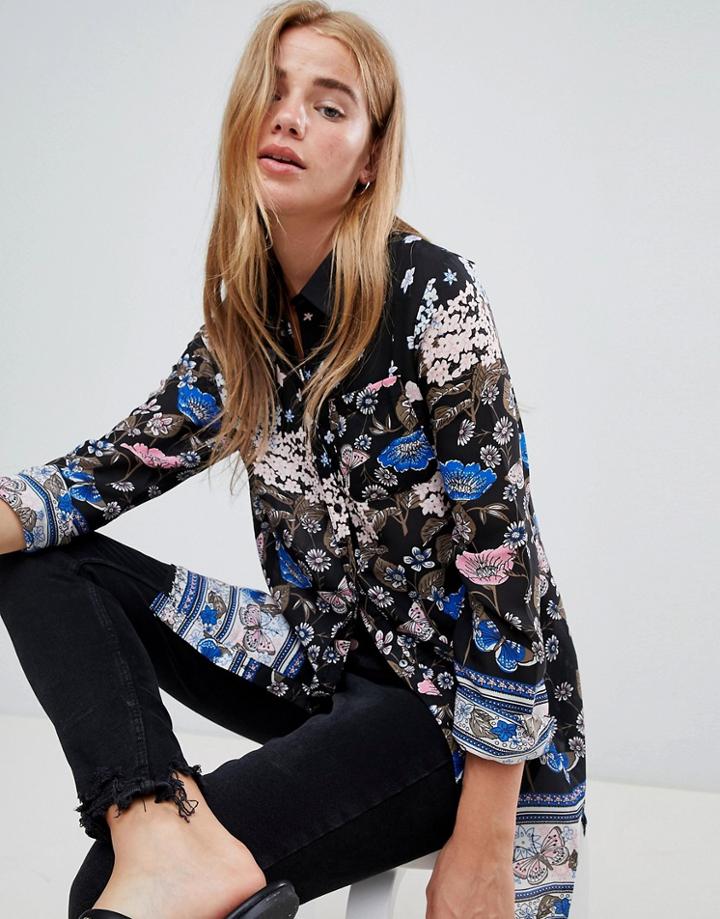 Qed London Printed Shirt - Blue
