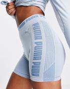 Puma Evo Knit Seamless 5 Inch Shorts In Dusty Blue-blues