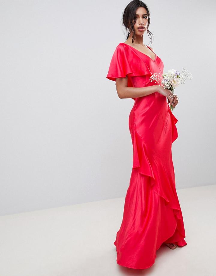Ghost Bridesmaid Maxi Dress With Shoulder Detail - Red