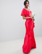 Ghost Bridesmaid Maxi Dress With Shoulder Detail - Red