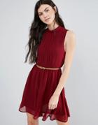 Madam Rage Belted Pleated Dress - Red