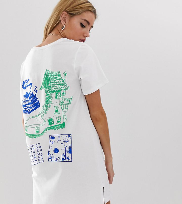 Crooked Tongues T-shirt Dress With Back Print-white