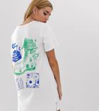 Crooked Tongues T-shirt Dress With Back Print-white
