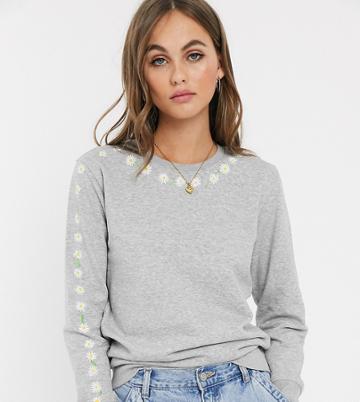 We Are Hairy People Organic Cotton Sweatshirt With Hand Painted Daisy Chain - Gray