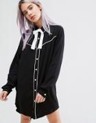 Lazy Oaf Dead Inside Shirt Dress With Cowboy Collar - Black