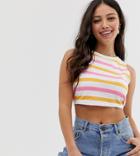 Asos Design Petite Sleeveless T-shirt With Tie Back In Stripe - Multi