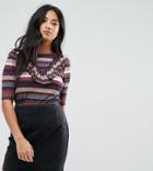 Vero Moda Petite Stripe Frill Top