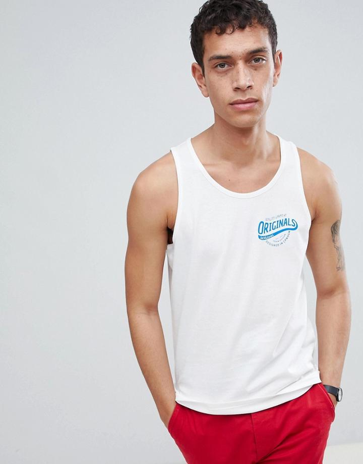Jack & Jones Originals Tank With Chest Branding - White