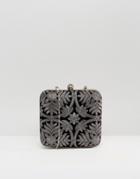 Park Lane Embroidered Box Clutch Bag - Black