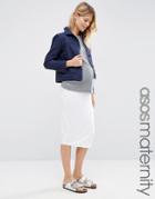 Asos Maternity Midi Pencil Skirt In Jersey - White