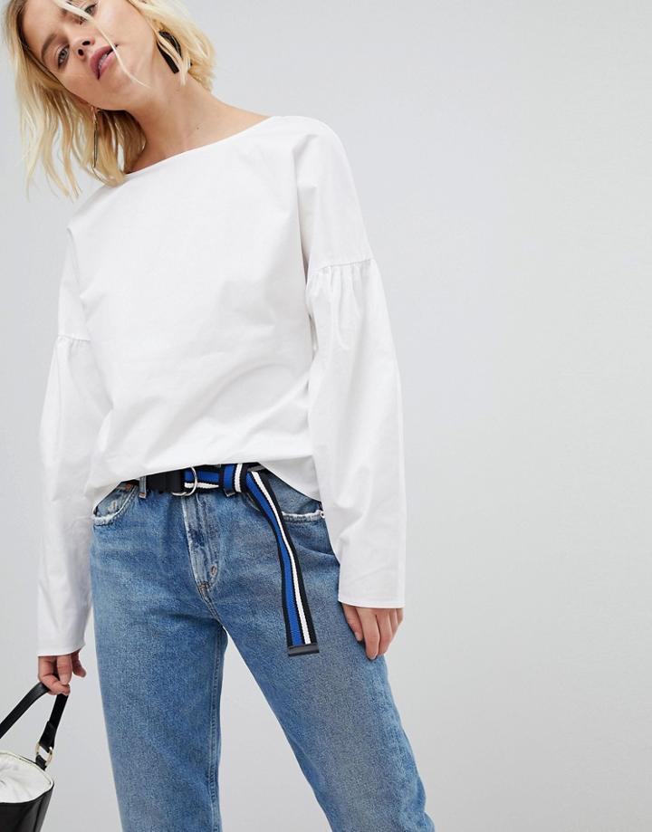 Pieces Blouse With Balloon Sleeve - White