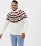 Asos Design Plus Knitted Fairilse Roll Neck Sweater In Beige