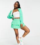 Asyou Ruffle Velour Mini Skirt In Green - Part Of A Set