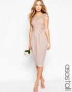 Asos Tall Wedding Lace Top Pleated Midi Dress - Blush