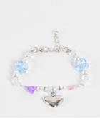 Asos Design Bracelet With Mixed Beads And Metal Charms In Silver Tone-multi