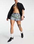 Asos Design Swim Shorts With Animal Print In Super Short Length-blues