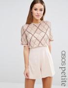 Asos Petite Double Layer Embellished Romper - Pink