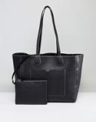 Warehouse Stitch Detail Shopper Bag - Black
