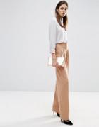 Asos Wide Leg Pants In Linen - Camel