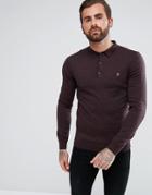 Farah Maidwell Slim Fit Merino Knitted Polo In Burgundy - Red
