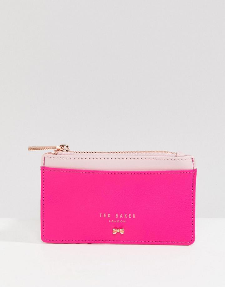 Ted Baker Textured Leather Zip Card Holder - Pink