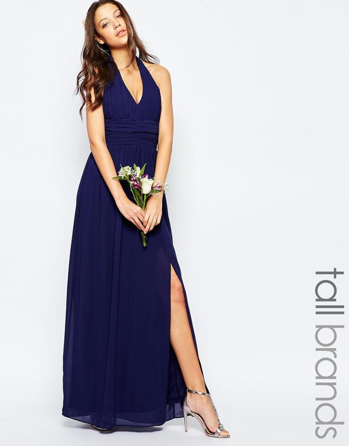 Tfnc Tall Halter Neck Chiffon Maxi Dress - Navy