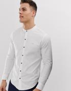 Hollister Icon Logo Banded Collar Oxford Shirt Muscle Skinny Fit In White - White