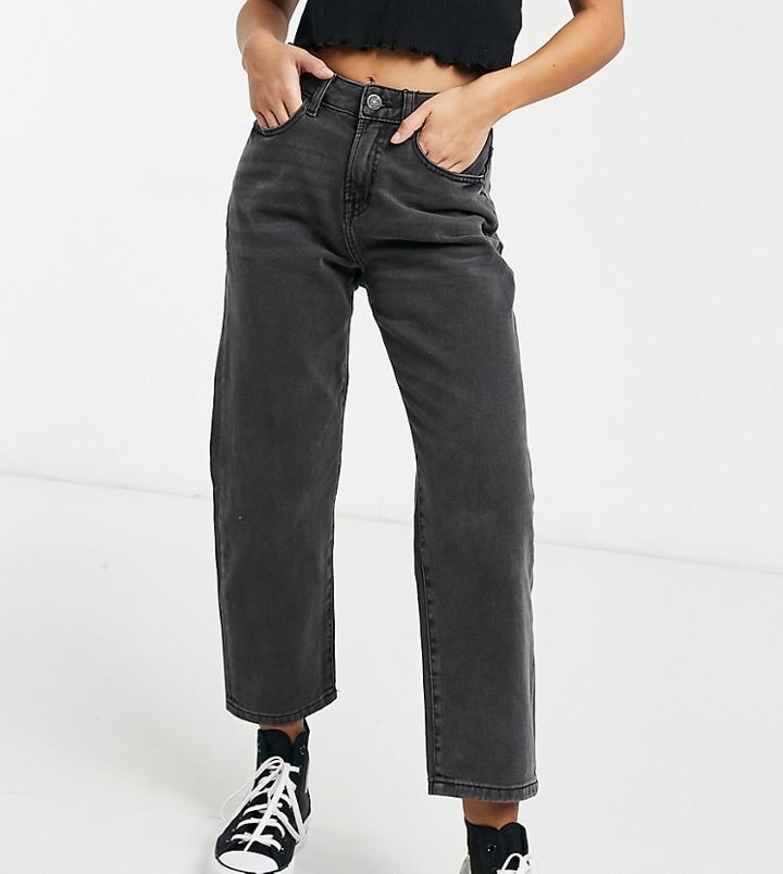 Noisy May Petite Brooke Dad Jeans With High Waist In Black