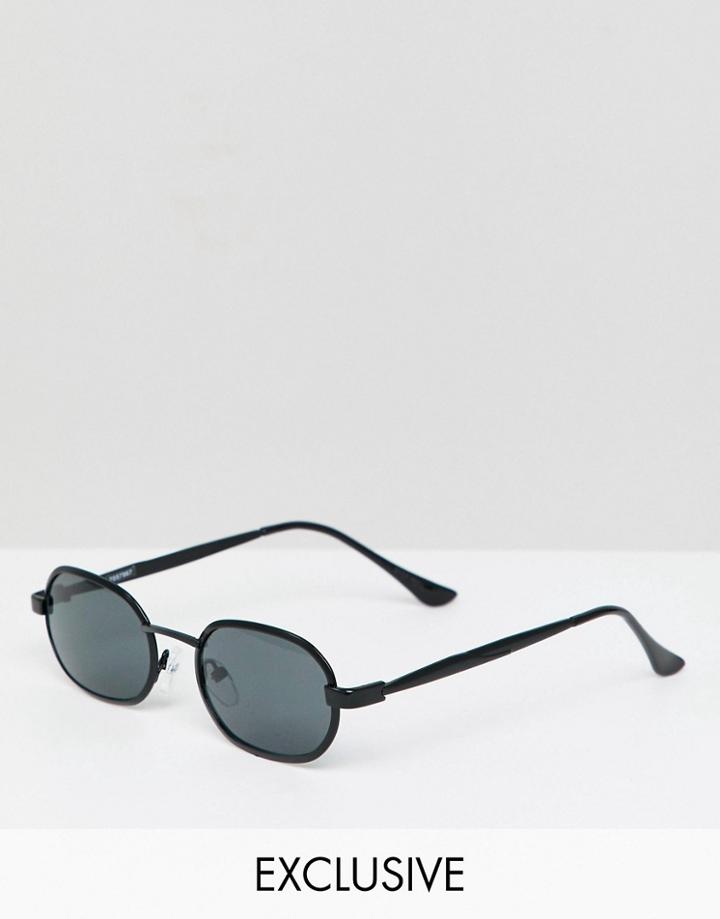 Reclaimed Vintage Inspired Metal Square Sunglasses In Black - Black