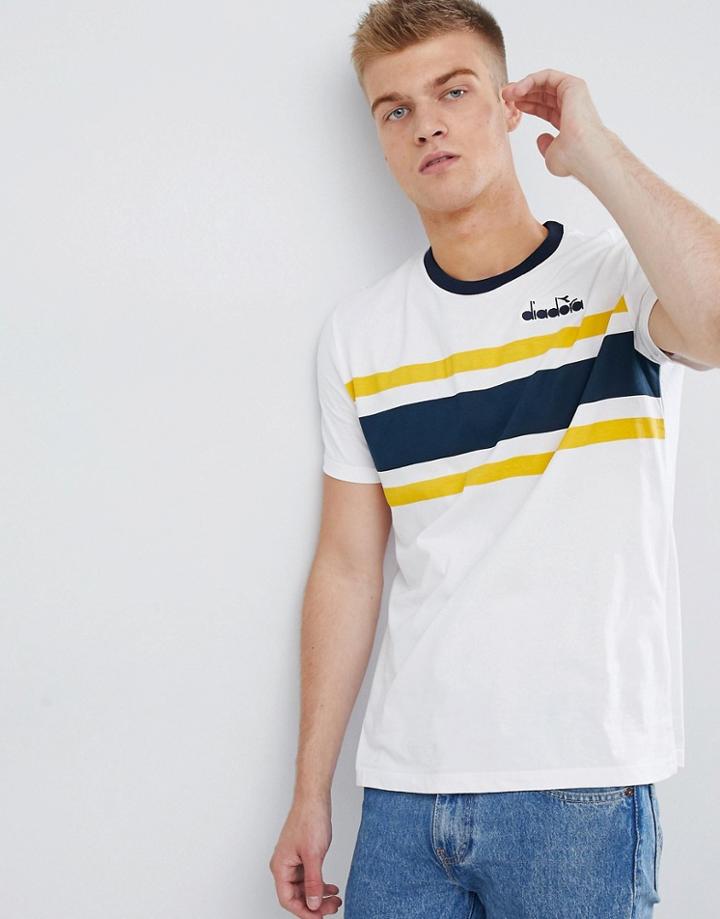 Diadora Stripe Heritage T-shirt - White