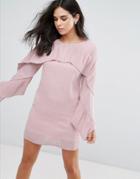 Love & Other Things Frill Sleve Shift Dress - Pink