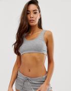 Savage X Fenty Logo Ribbed Jersey Crop Top In Heather Gray - Gray