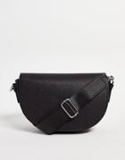Asos Design Half Moon Cross Body Bag In Black Faux Leather
