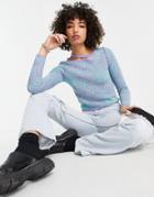 Asos Design Swirl Pattern Sweater With Asymmetric Neckline-purple