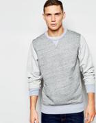 G-star Crew Sweatshirt Riban Contrast Sleeve In Gray Heather - Platinum Htr