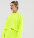 Bershka X Pantone Lightweight Sweat Top In Neon Yellow - Yellow