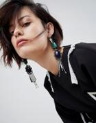Asos Statement Acrylic And Jewel Stick Earrings - Multi