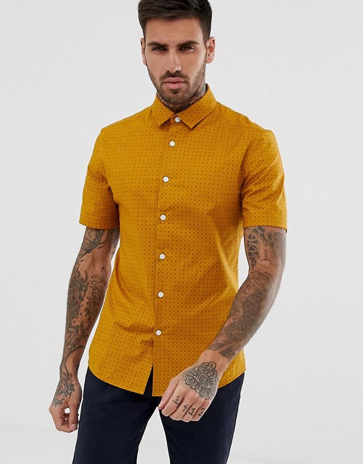 Asos Design Skinny Ditsy Print Shirt - Blue
