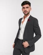 Asos Design Wedding Skinny Suit Jacket In Charcoal Four Way Stretch-grey