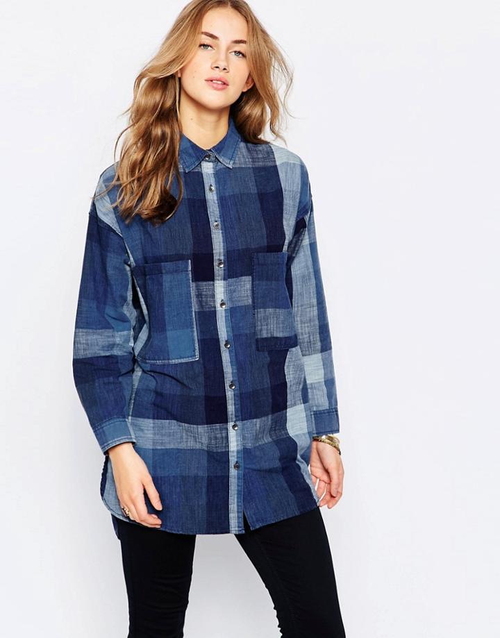 Pull & Bear Multi Denim Shirt - Blue