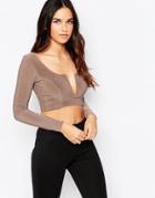 Rare Deep Plunge Crop Top - Mink