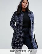 Helene Berman Plus Trench In Polka Dot - Navy