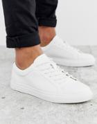 Jack & Jones Premium Faux Leather Sneaker In White