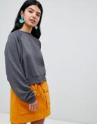 Asos Design Super Soft Batwing Sweat In Charcoal - Gray
