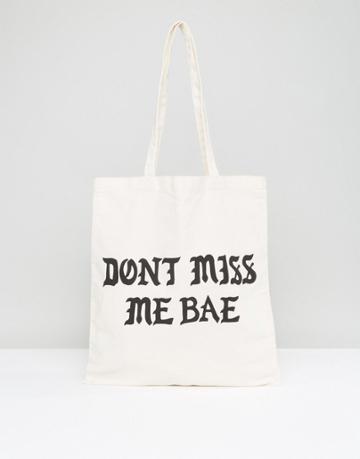 Monki Miss Me Bae Canvas Shopper Bag - Multi